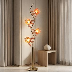 Lámpara de Pie de Cristal con Forma de Flor de Loto, Luz Cálida y Suave, Barra Curva, Luz Ambiental para Esquina de Dormitorio - Product Image 1