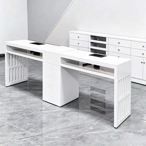 Japanese Style Nail Salon <b>Table</b> Single Double Seat Vacuum Nail Workstation With Storage Drawers - Product Image 3