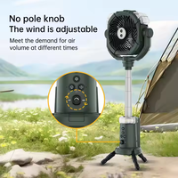 Ventilateur de camping portable rechargeable par USB, moteur sans balais, télécommande, design pliable, trois vitesses, emballage en boîte
