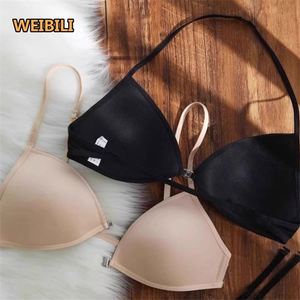 Français Sexy <span class=keywords><strong>Triangulaire</strong></span> Coupe Suspendue Cou Avant Bouton Sous-Vêtements Doux Respirant Beau Dos Soutien-Gorge Pour Femmes - Product Image 2