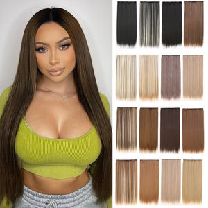Extensiones de cabello con Clip para mujer, postizo largo recto, extensión de cabello de 24 pulgadas, una pieza, 5 Clips, extensiones de cabello largo y recto - Product Image 1