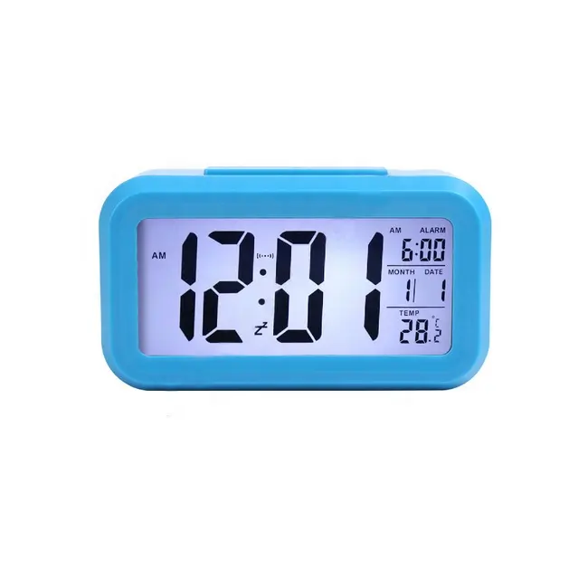 LED Display Digital Alarm Clock Snooze Night Light Battery Clock with Date Calendar Temperature for Bedroom Home Office
