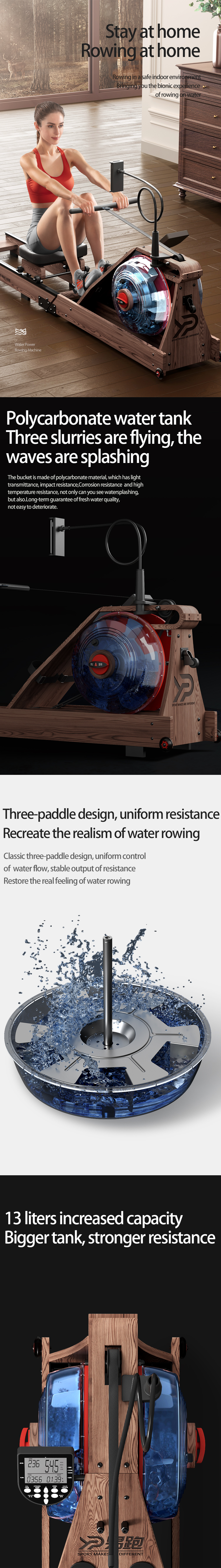 YPOO for hydraulic rowing machine foldable New folded cardio fitness equipment air rower rowing club rowing machine magnetic