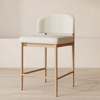 Chaise de salle à manger moderne en bois FERLY avec coussin en tissu rembourré, écologique et durable, pour la maison, la villa, le bar à domicile, le salon