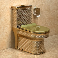 WC monobloc Shangqi doré à siphon, télécommande, capacité de charge 200 kg, entreaxe minimum 300 mm, double commande par bouton-poussoir