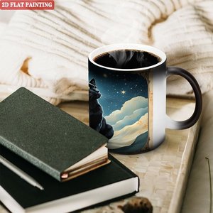 Frosted Black <b>Ceramic</b> <b>Mug</b> 11oz Heat Changing Magic Cup Daily Use Round Rim Smooth - Product Image 3