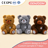 Peluche personnalisée Ours grincheux vintage, trois couleurs, pour la décoration de chambre et l'approvisionnement des magasins de détail