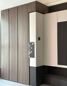 Mur d'accentuation pour téléviseur intelligent avec rangement intégré, étagères intégrées, éclairage LED et un meuble bas flottant - Product Image 6