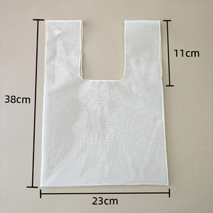 Sac fourre-tout en <span class=keywords><strong>organza</strong></span> <span class=keywords><strong>blanc</strong></span> recyclable écologique personnalisé avec poignée en corde pour un usage quotidien et cadeau sac à provisions avec logo publicitaire - Product Image 3