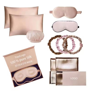 Sang Trọng Lụa Bộ Quà Tặng Biểu Tượng Tùy Chỉnh Tóc Scrunchies Gối Và Ngủ Mặt Nạ 100% Dâu 6A Lớp Lụa Gối Trường Hợp Hộp - Product Image 6