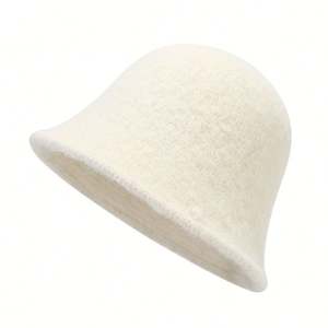 Versión Coreana 2025 del Nuevo Sombrero de Otoño e Invierno para Mujer, Color Puro, Combinable con Todo, Sombrero de Pescador Rosa de Algodón - Product Image 5