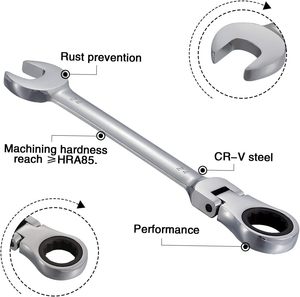Llave de Trinquete de Cabeza Flexible de 24 mm, Métrica, 72 Dientes, Llave Combinada, Material de Grado Industrial OEM, 510 Nm de Torque, Acabado Espejo - Product Image 3