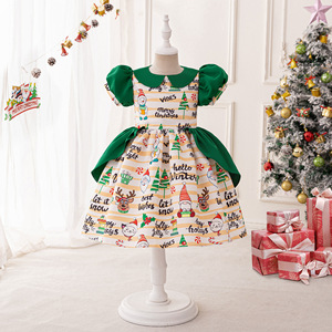 Nouvelle <span class=keywords><strong>robe</strong></span> de Noël fille père noël <span class=keywords><strong>robe</strong></span> imprimée enfants fête scène Performance - Product Image 3