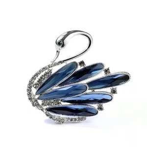 カラフルなラインストーン白鳥ブローチ女性用カスタムメイド結婚式婚約またはギフトジュエリー合金素材 - Product Image 5