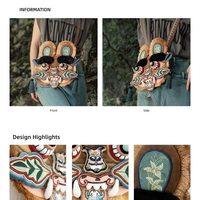Sac à bandoulière brodé de qualité supérieure avec tête de tigre chinoise traditionnelle et pompons pour enfants et adultes, idéal pour les festivals culturels