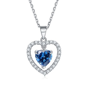 Classical Vintage Rhodium Plated 925 Sterling Silver <b>Heart</b> Shape Zircon Pendant <b>Necklace</b> - Product Image 5