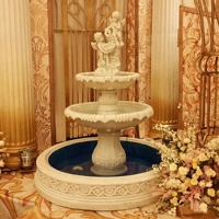 Décoration d'événements de mariage, artisanat en résine fait main, fontaine d'intérieur avec décoration florale, fontaine en fibre de verre et pierre de grès