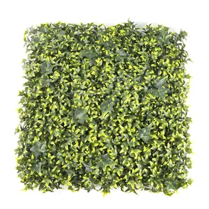 Planta parede falso folhagem painéis grama verde artificial buxo hedge para decoração do jardim