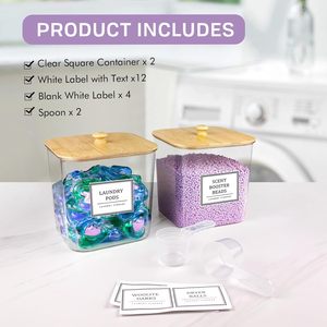 2 gói giặt Pods container, phòng giặt ủi tổ chức và lưu trữ container với nắp tre - Product Image 3