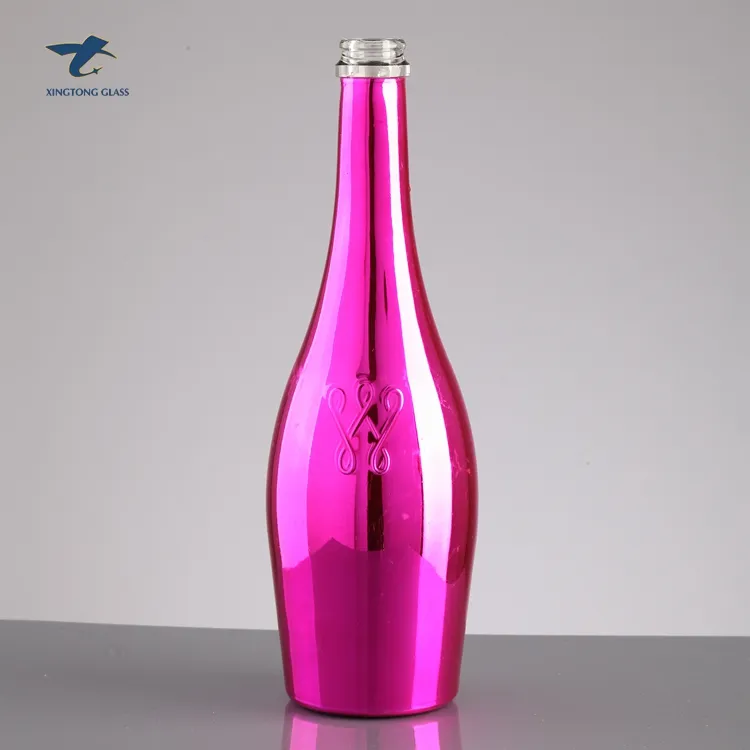 Creative Design Elegant Emboss Purple 750Ml Champagne Glass Bottle For Closures