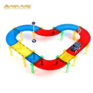 Magplayer Design 45PCs Car Racing Tracks Azulejos de construcción magnéticos Bloques de pista magnética para niños - Product Image 6