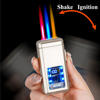 Briquet électrique USB Type C Lumière active 3 couleurs Flamme Débit d'air Secouer Contrôle vocal Cigarette classique rechargeable au gaz butane