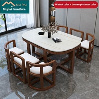 Table à manger invisible en marbre noir et bois massif, populaire, simple, familiale, moderne, minimaliste, appartement, maison
