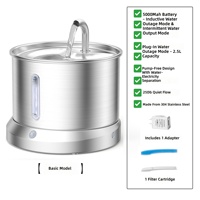Automatischer Katzenwasserbrunnen 2,5L Edelstahl Haustier-Wasserspender Sensor-Wasserhahn Kabelloser Hundetrinkbrunnen