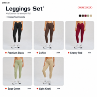 Ensemble de survêtement 3 pièces Dingtai pour femme : veste zippée, brassière de sport, leggings taille haute croisée à jambe fuselée avec passe-pouce pour la course et le cyclisme