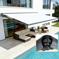 Auvent rétractable motorisé en aluminium, directement de l'usine, avec télécommande pour terrasse et jardin, 3,6x3m