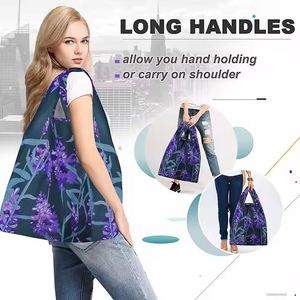 Customizable Ripstop Nylon Foldable Tote <b>Bag</b> Reusable <b>Folding</b> Grocery Polyester Shopping <b>Bags</b> - Product Image 3