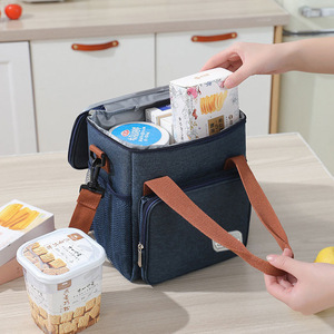Insulated <b>Lunch</b> <b>Bag</b> Large Capacity Waterproof Picnic Cooler <b>Bag</b> With Handle Crossbody Style Dark Blue Gray Black Green - Product Image 3