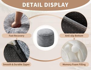 <span class=keywords><strong>Tabouret</strong></span> pouf <span class=keywords><strong>rond</strong></span> en peluche tendre et ludique avec couverture en fausse <span class=keywords><strong>fourrure</strong></span> rose pour chambre et salon - Product Image 5