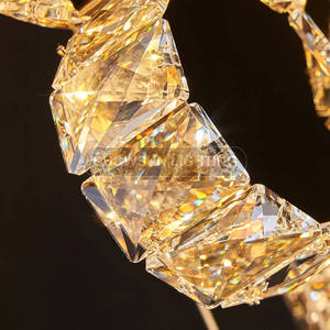 Lámparas de Araña Largas de Cristal Dorado de Lujo Moderno, Lámparas Colgantes para Escaleras, Techos Altos, Vestíbulos de Hotel, Lámparas Decorativas - Product Image 5