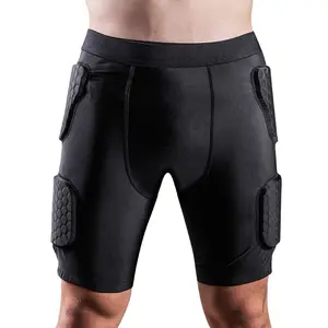 Celana kompresi basket bantalan EVA celana ketat olahraga berlapis Capri legging pendek latihan atletik