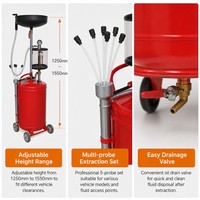 Extractor de Aceite Neumático de 80L Directo de Fábrica China, Unidad de Bombeo de Aire con Tanque Medidor de 10L, Grado de Exportación para Suministro de Taller
