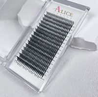 Alice 0.05 Cachemire Camélia Faux-cils à plumes Éventails préfabriqués Extensions de cils souples Base pointue Nouveaux éventails préfabriqués