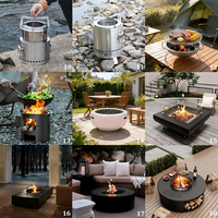 Barbecue portable en gros, foyer extérieur rond, gril de camping en métal, brasero à charbon de bois pour pique-nique