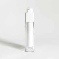 Flacons pompe sans air en plastique transparent givré de 15 ml, 30 ml et 50 ml pour cosmétiques, lotions et sérums, avec logo
