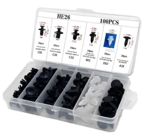 HE26 100pcs Auto Clips Plastic Fasteners Assortment Mounting Clips, 6 Size Car Body Repair Rivets