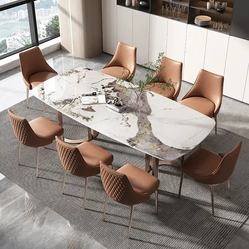 Роскошный Современный дизайнерский обеденный стол с живыми краями, стол с венами, Полированный обеденный стол в форме гнезда, набор обеденного стола для отдыха