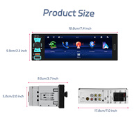 Podofo Single Din Autoradio 6.5 "Autoradio sans fil Carplay Android Auto Incell Écran Voiture MP5 Lecteur EQ BT DVR USB Vente en gros