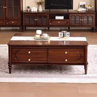 Table basse en bois massif avec tiroir pour salon, combinaison de meuble d'appoint, style moderne, table à thé de luxe avec rangement