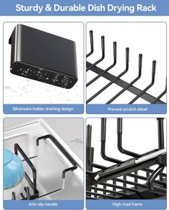 Small Dish Drying Rack in Sink, Extendable Dish Drainer Over Sink with Silicone Drying Tray, Compact Dish Rack for <b>Kitchen</b> - Product Image 2