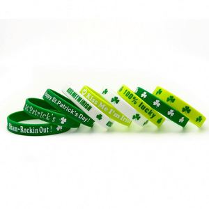 St Patrick's Day Rubber Bracelet, Green Lucky Grass Silicone Bracelet Decoration Irish Holiday Party <b>Gift</b> - Product Image 3