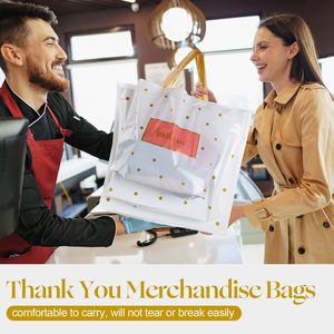 Bolsas de Compras de LDPE Blancas con Puntos Dorados Personalizadas de Fábrica YC, Bolsas de Plástico Personalizadas con Asas de Lazo Suaves y Brillantes para Regalo - Product Image 4