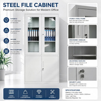 Armoire à dossiers en acier minimaliste moderne - Modulaire à démonter avec serrure et clés, 2 portes, grande capacité de rangement