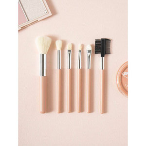 Set di pennelli professionali per il trucco da 6 pezzi con manico in plastica pennelli piatti per labbra correttore in polvere applicazione personalizzata - Product Image 1