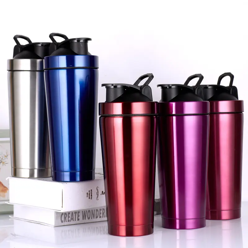 0.5L Thép Không Gỉ Chai Nước Thể Thao Acciaio Inossidabile Miễn Phí Nhà Máy Kim Loại Protein Shakers Long Lanh Shaker Chai