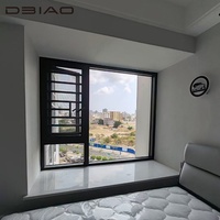 Ventana Abatible Moderna de Aluminio Directo de Fábrica con Barras de Seguridad Integradas, Protección Antirrobo, Barandilla para Uso en Hoteles y Exteriores